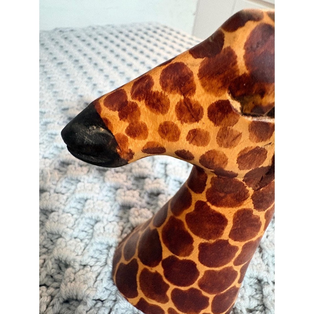 Hand Carved Wood Zebra Giraffe Candle Holder Set Made in Kenya African Folk Art - Picture 8 of 16